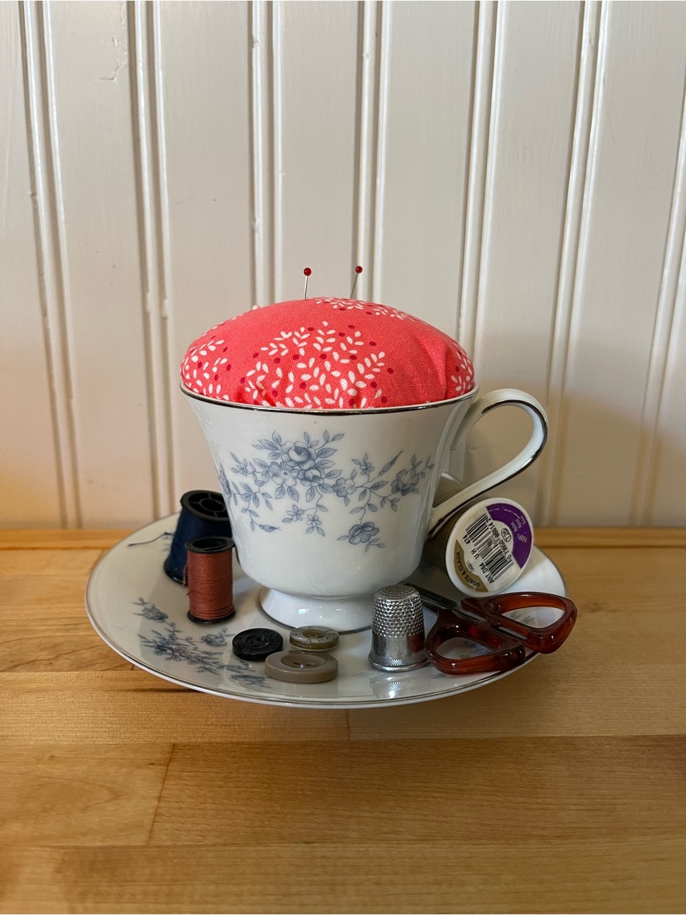 Tea Cup Pin Cushion - Handcrafted
